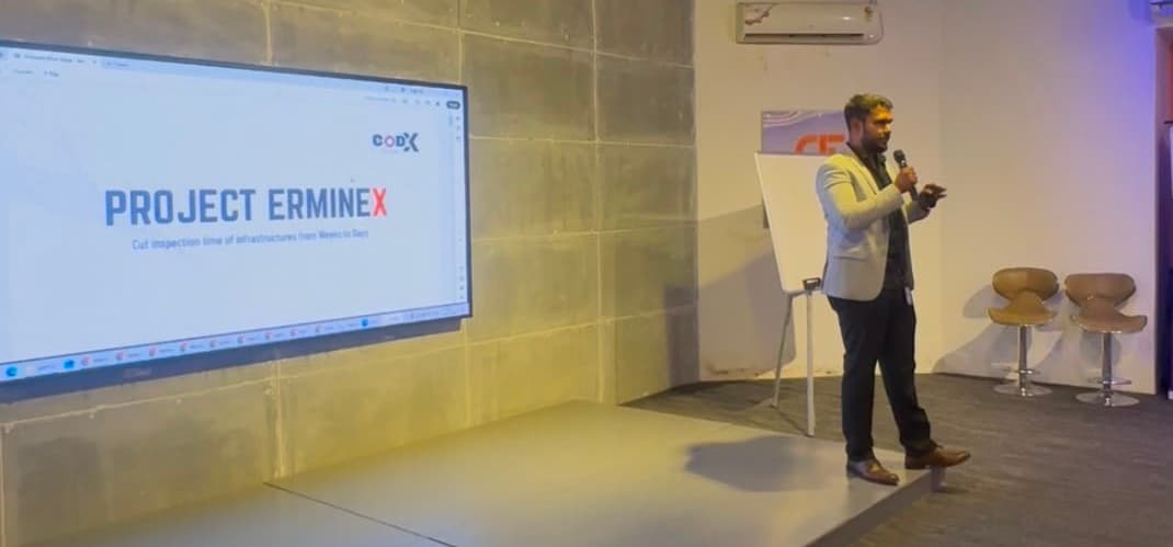CODX team pitching at IIIT Hyderabad