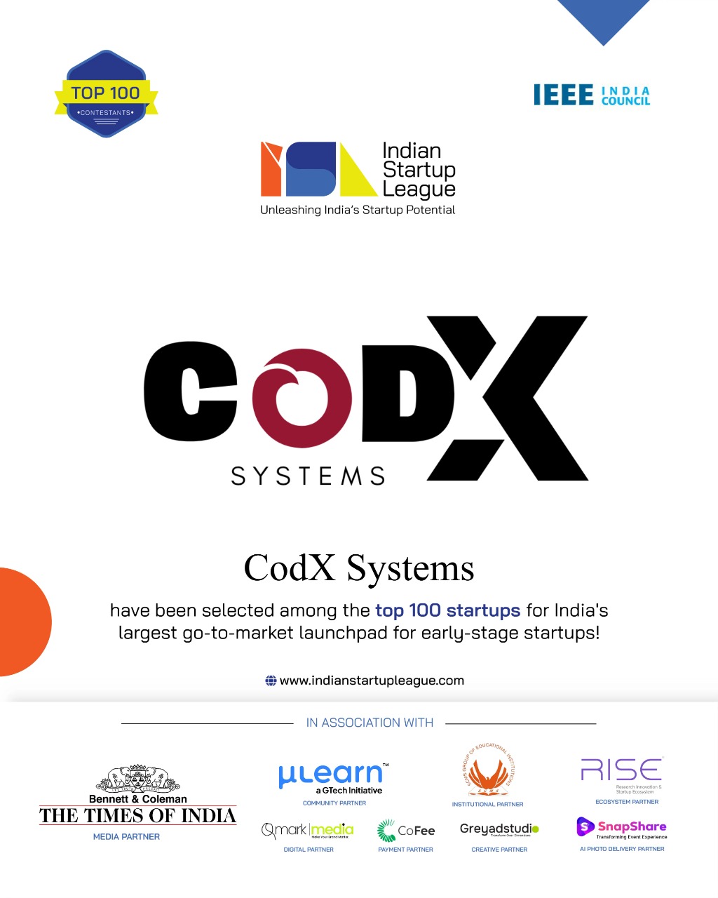 CodX Systems Shines at the Indian Startup League 2025!